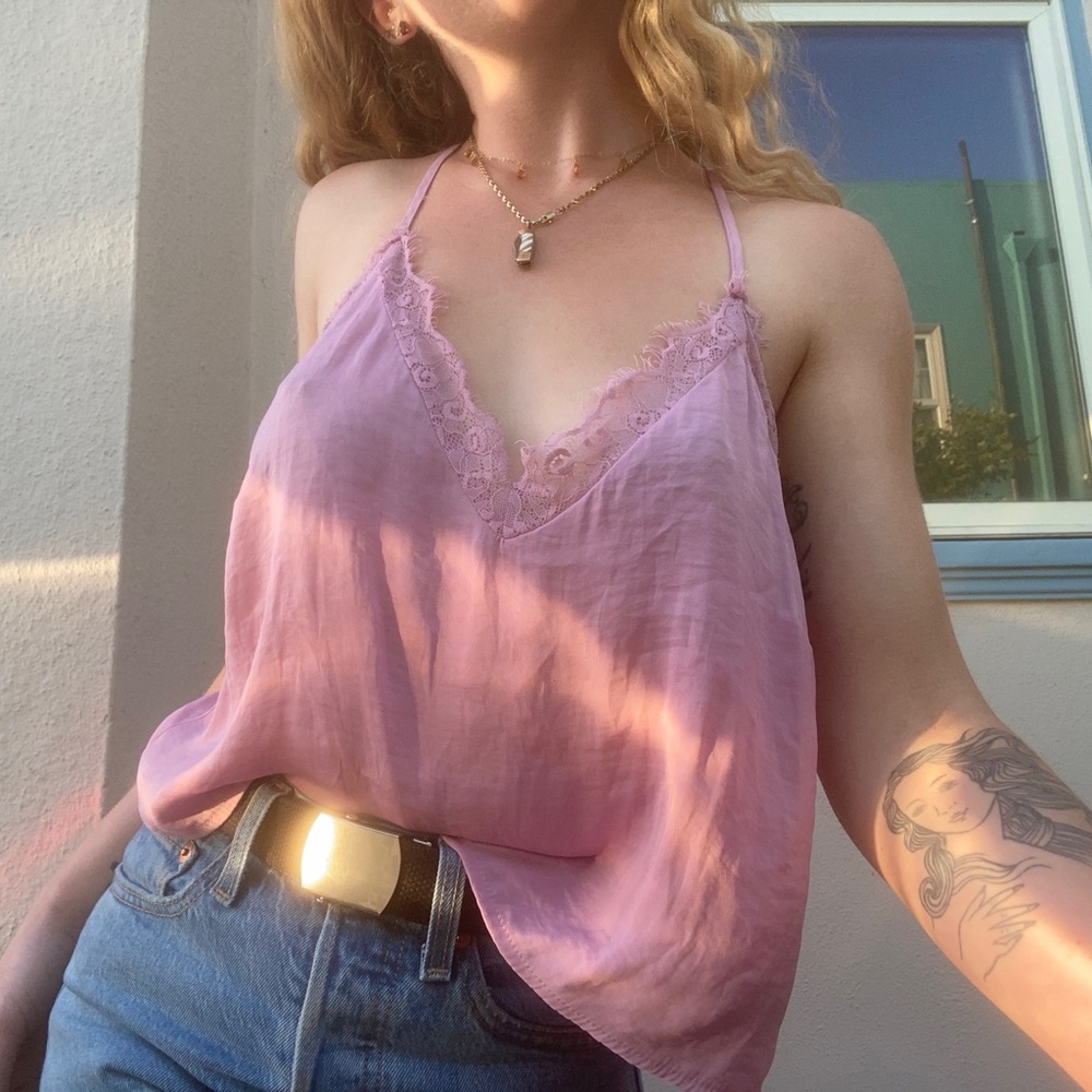 Lilac lace flowy cami top